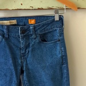 Reposh ANTHRO Printed STET Floral Pattern Demin Skinny Ankle Jeans by Pilcro 25